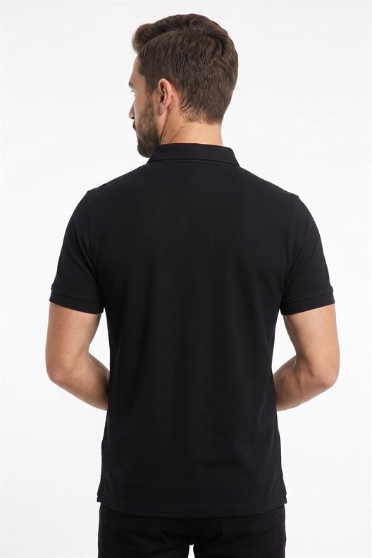 SİYAH Comfort Fit Polo Yaka Pike T-Shirt