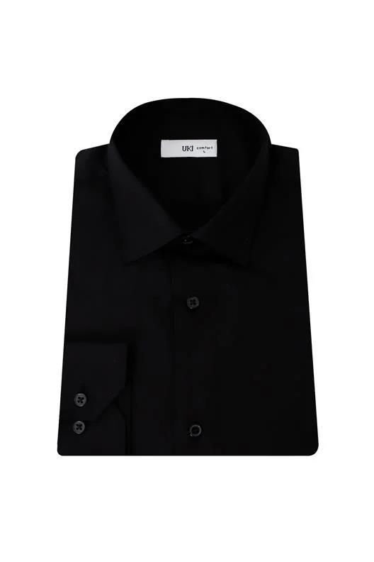 SİYAH Comfort Fit Uzun Kol Gömlek