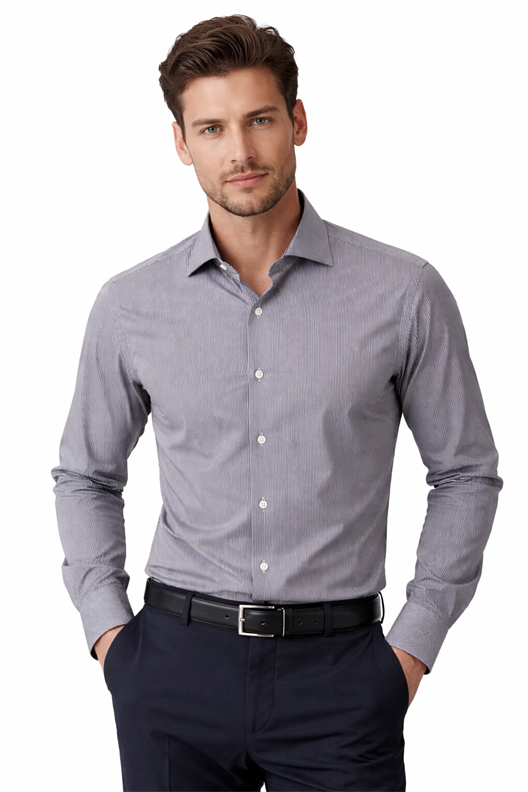 SİYAH Comfort Fit Uzun Kol Gömlek