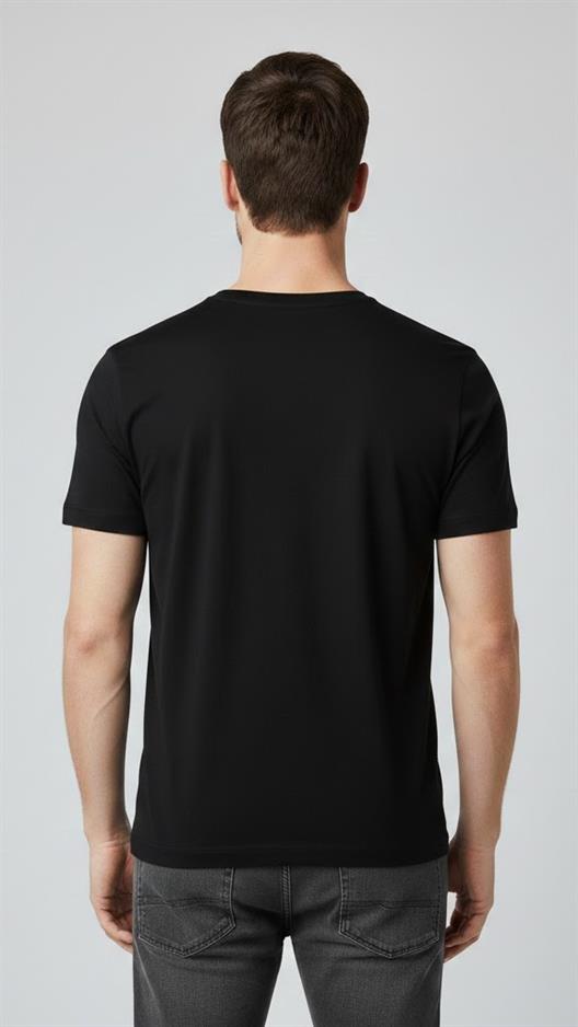 SİYAH Comfort Fit V Yaka Basic T-Shirt