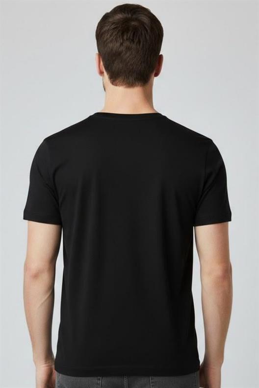 SİYAH Comfort Fit V Yaka Basic T-Shirt