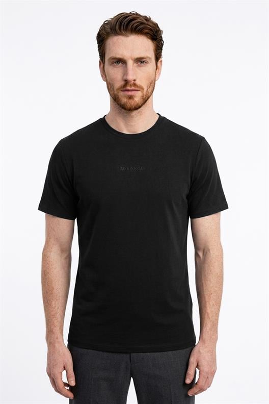 SİYAH Dark In Black Modal Bisiklet Yaka T-shirt