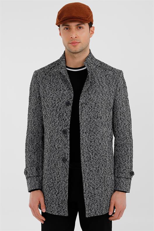 SİYAH Hakim Yaka, 6 Düğme, Comfort Fit, Klasik, Kaban