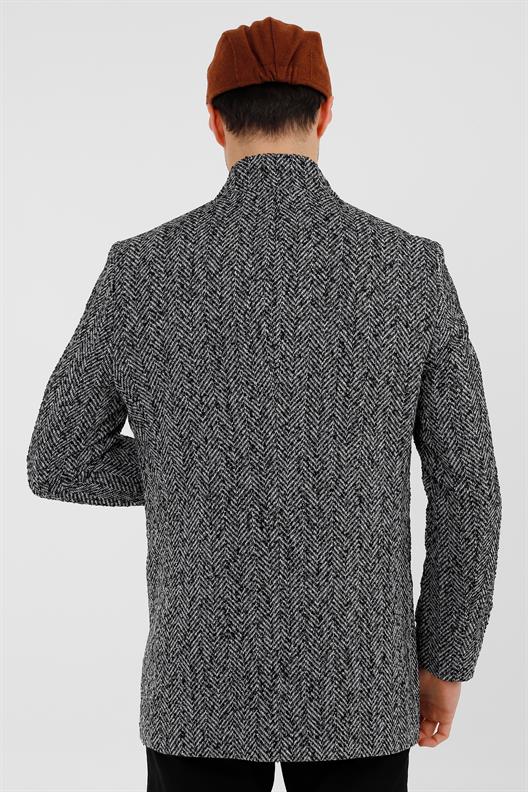 SİYAH Hakim Yaka, 6 Düğme, Comfort Fit, Klasik, Kaban