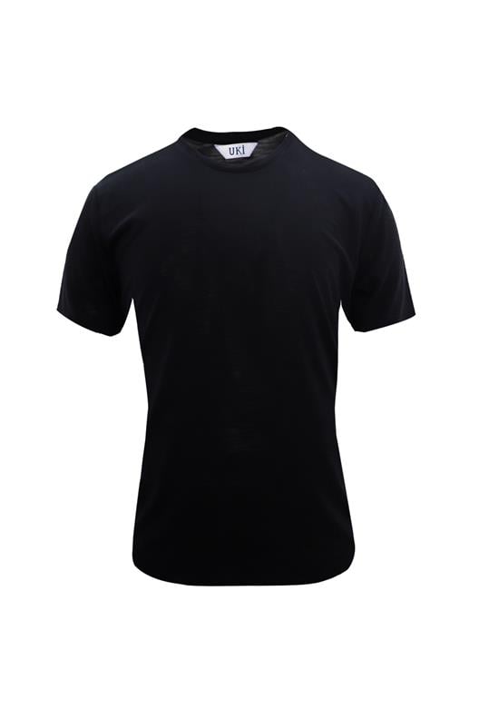 SİYAH Modal Bisiklet Yaka T-shirt