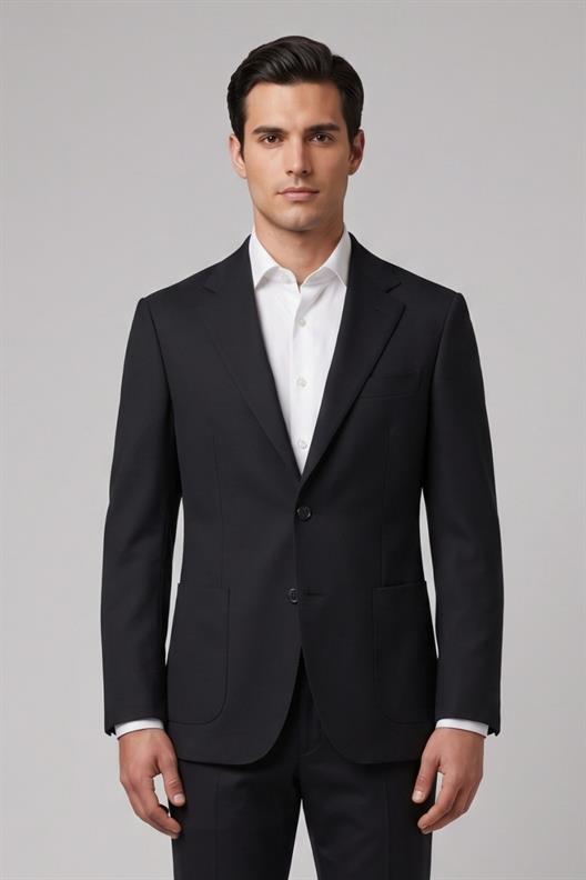 SİYAH Mono Yaka Klasik Ceket