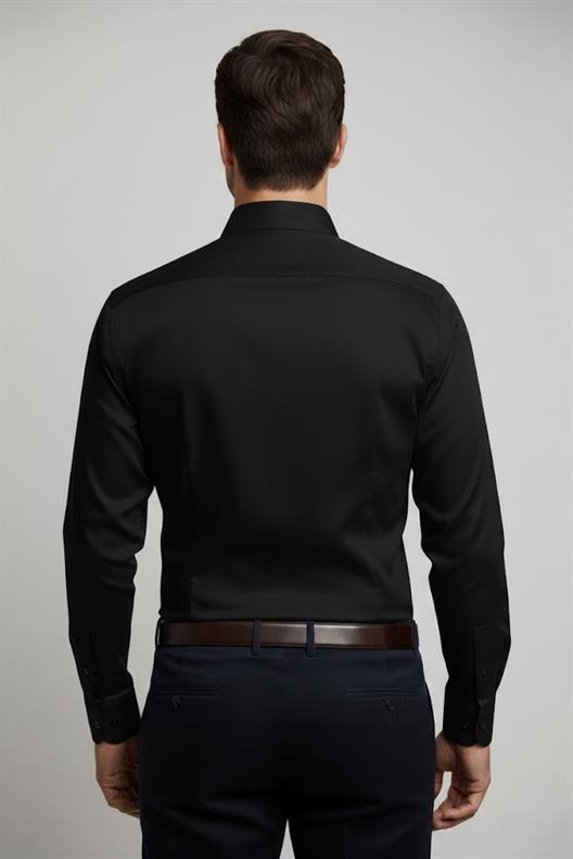 SİYAH Pamuk Saten Gömlek