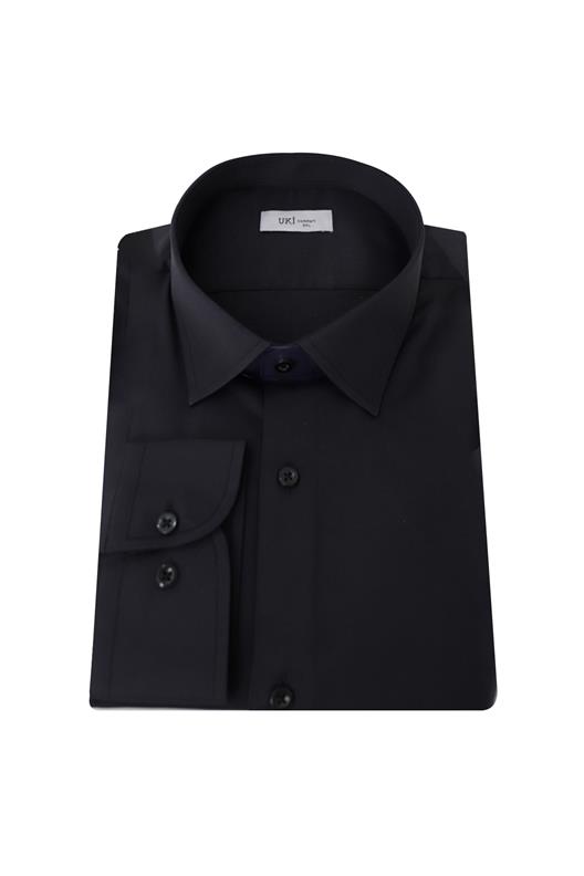 SİYAH Pamuk Saten Gömlek