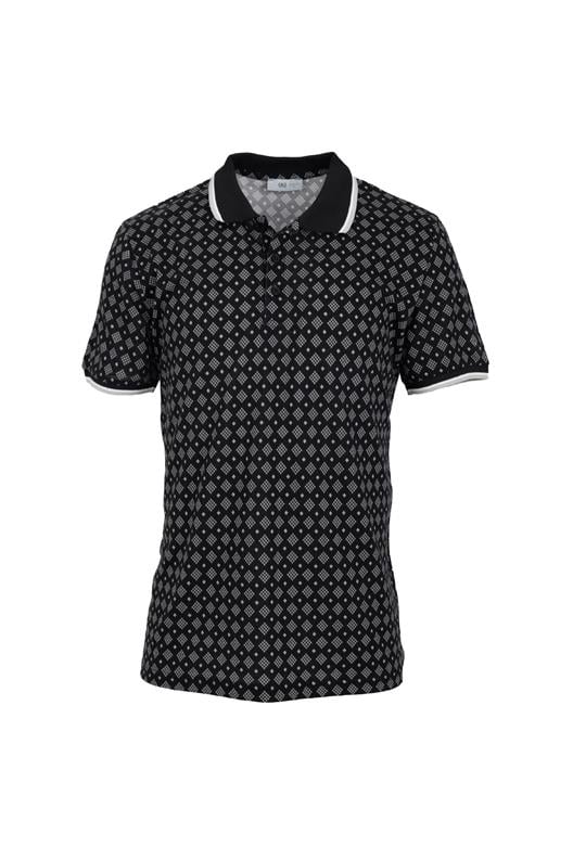 SİYAH Polo Yaka Baskılı T-Shirt
