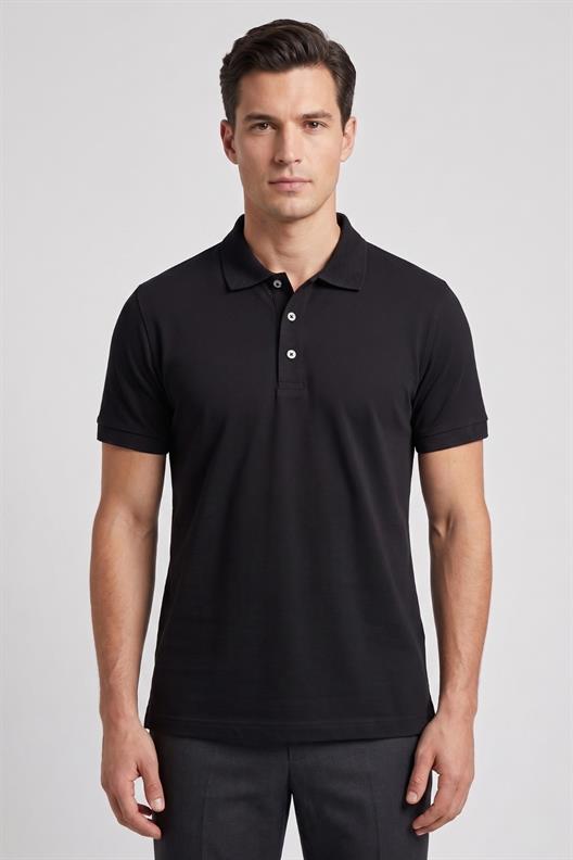 SİYAH Polo Yaka Süprem T-shirt