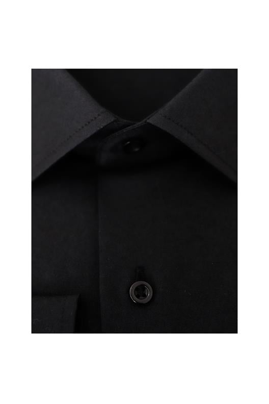 SİYAH Saten Slim Fit Klasik Gömlek