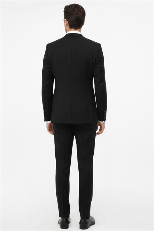 SİYAH Sivri Yaka Comfort Fit Klasik Takım Elbise