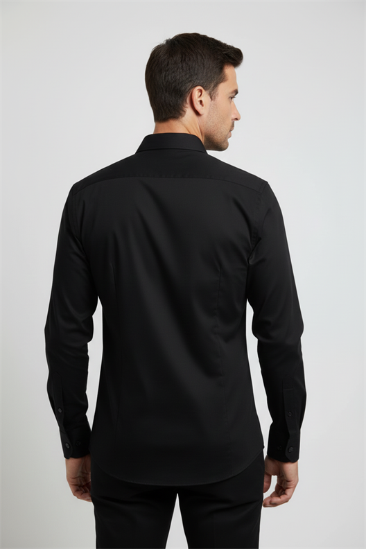 SİYAH Slim Fit Uzun Kol Gömlek