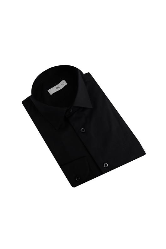 SİYAH Slim Fit Uzun Kol Gömlek