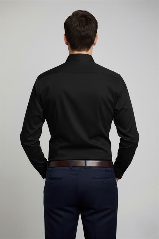 SİYAH Slim Fit Uzun Kol Gömlek