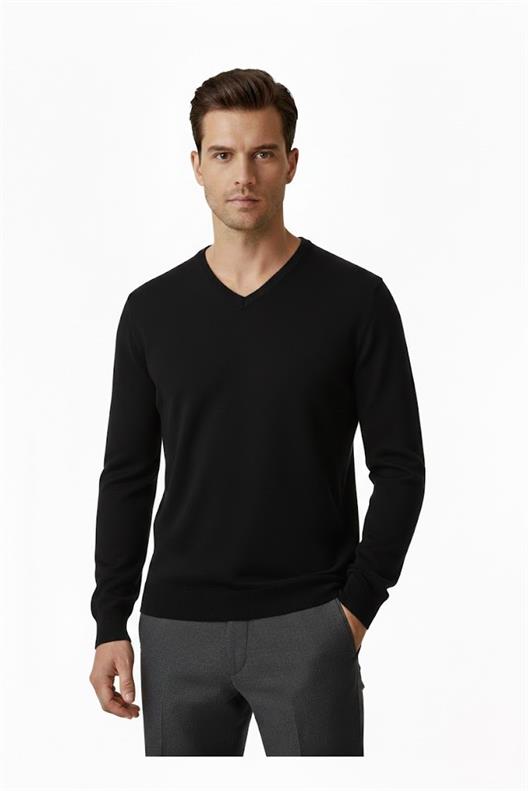 SİYAH V Yaka Triko Kazak