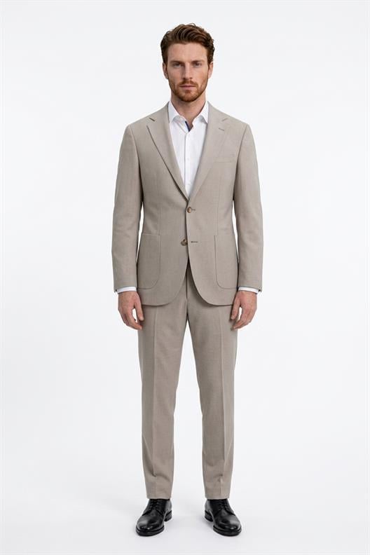 TAŞ KETEN , COMFORT FİT , MONO YAKA, 2 DÜĞME ÇİFT YIRTMAÇ, CASUAL TAKIM ELBİSE