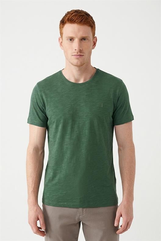 YEŞİL Denim Marker Modal Bisiklet Yaka T-shirt