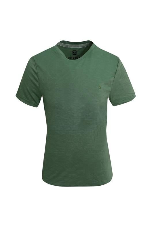 YEŞİL Denim Marker Modal Bisiklet Yaka T-shirt