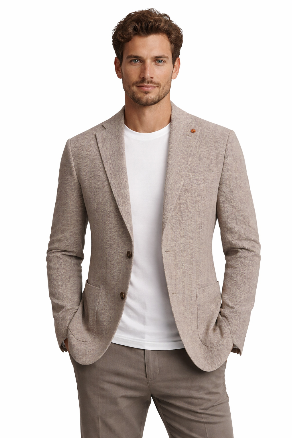 BEJ Mono Yaka, Torba Cep, Çift Yırtmaç Ceket