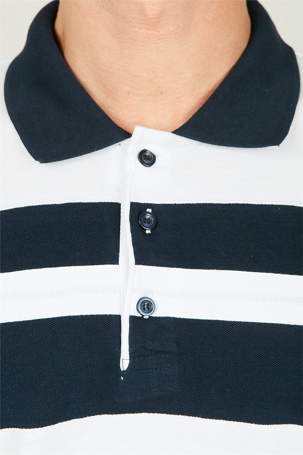 Beyaz - Lacivert Comfort Fit Polo Yaka T-Shirt · 4