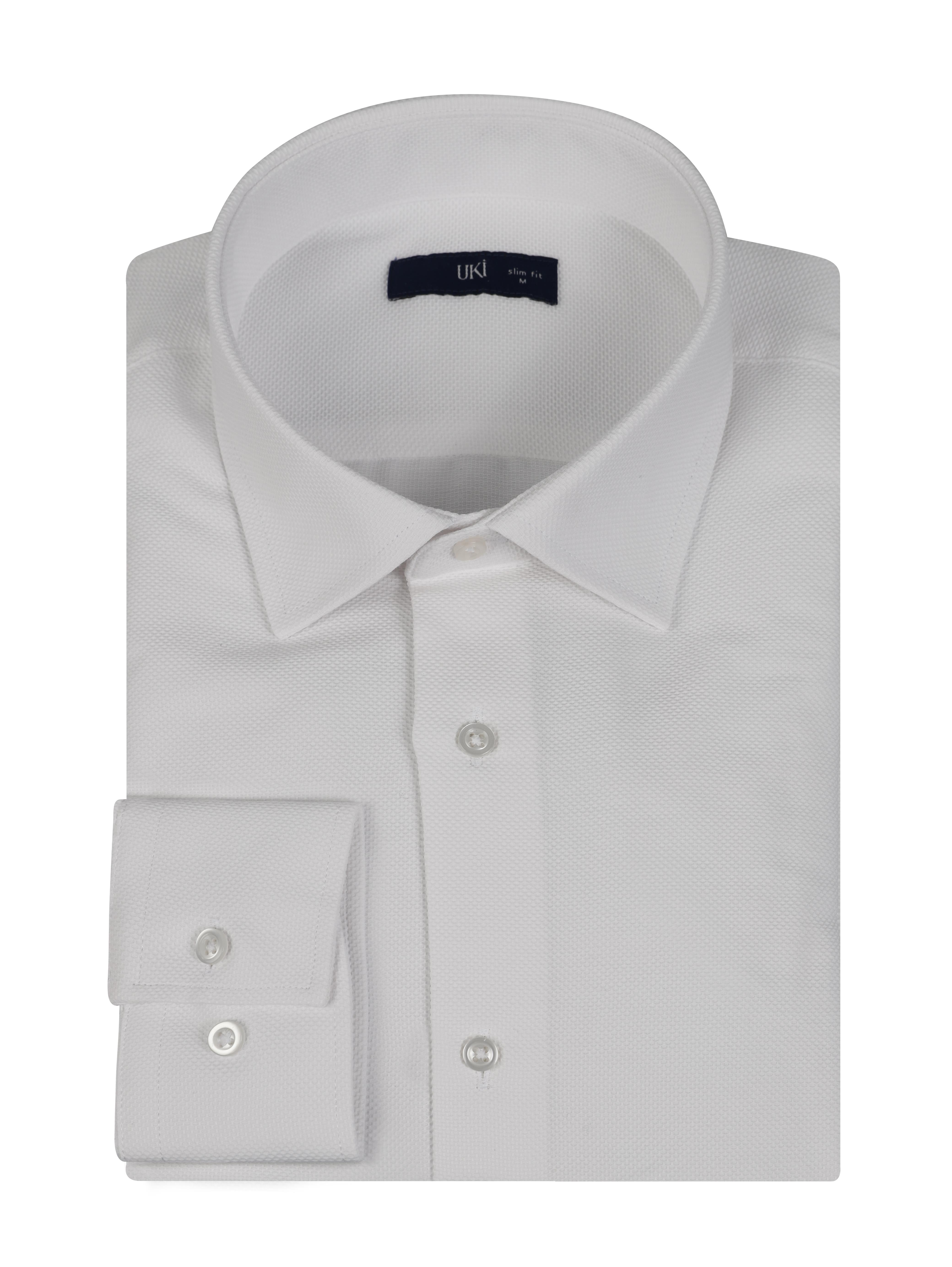 Beyaz Slim Fit Uzun Kol Gömlek