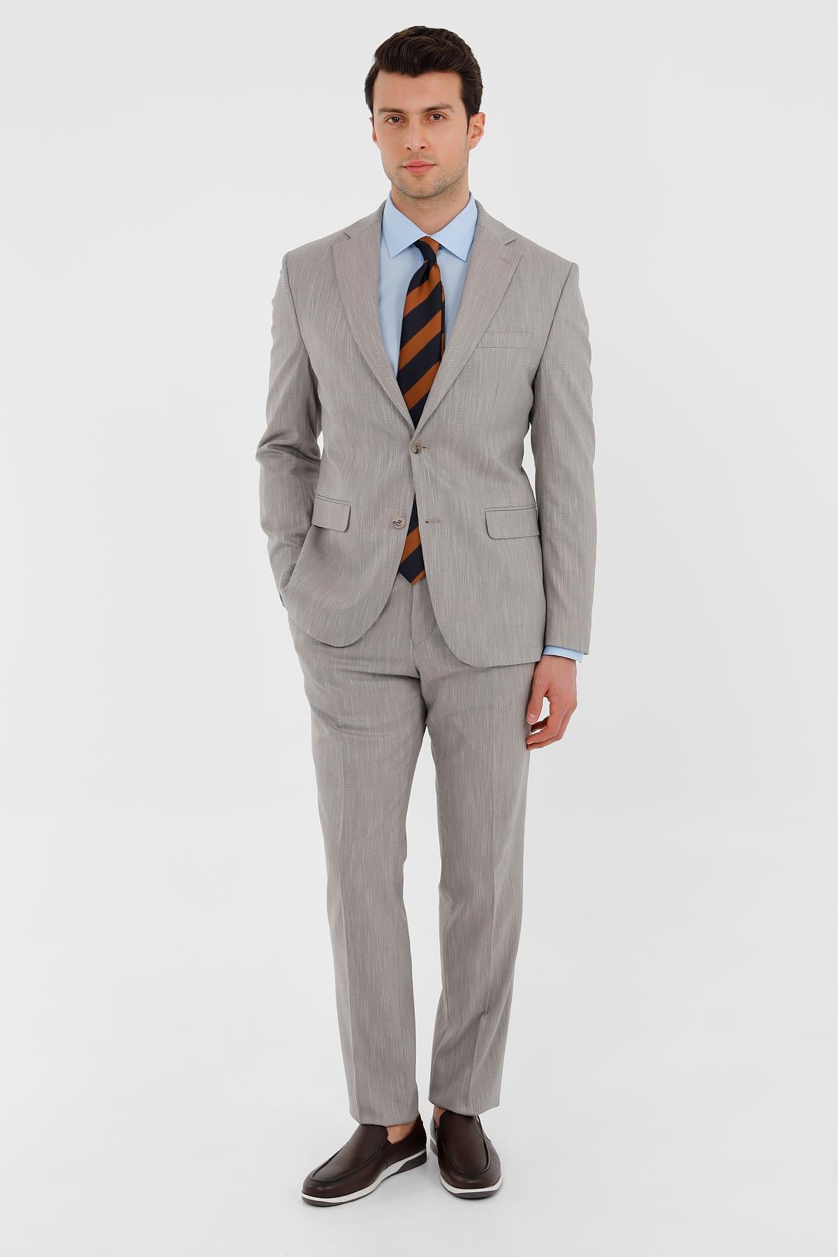 Gri Comfort Fit 6 Drop Takım Elbise
