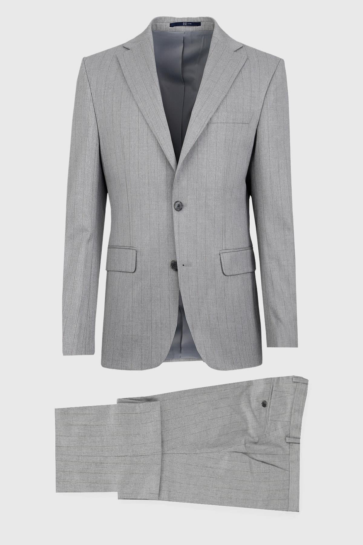 Gri Comfort Fit 6 Drop Takım Elbise