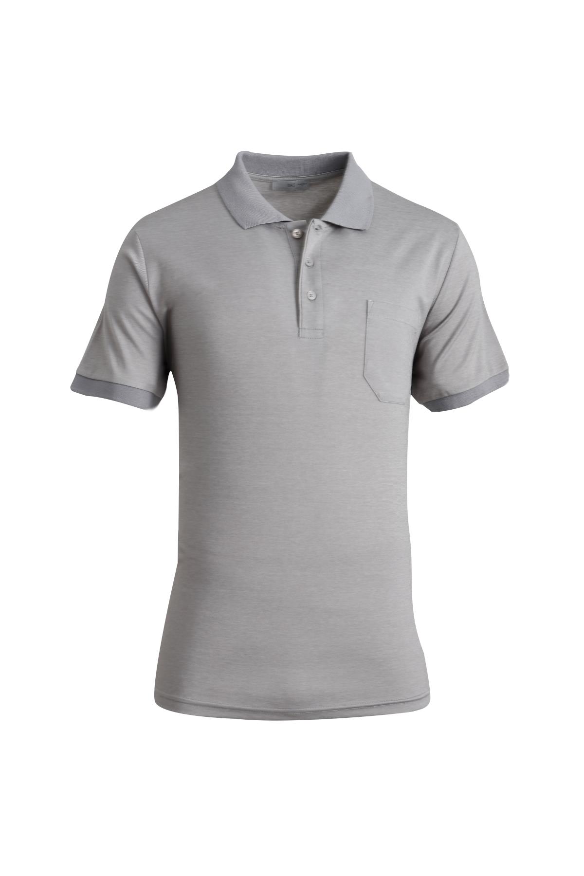 GRİ Polo Yaka Merserize T-shirt