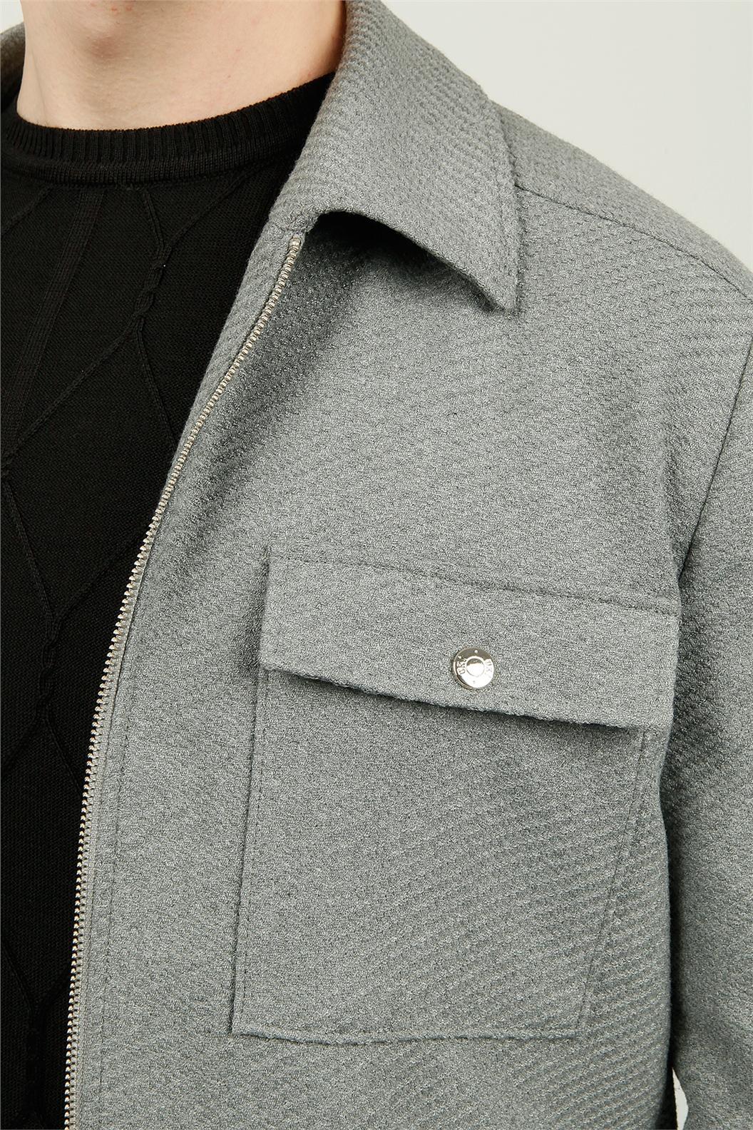 GRİ Slim Fit Gömlek Ceket · 5