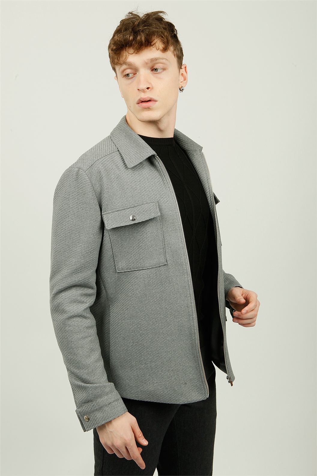 GRİ Slim Fit Gömlek Ceket · 3