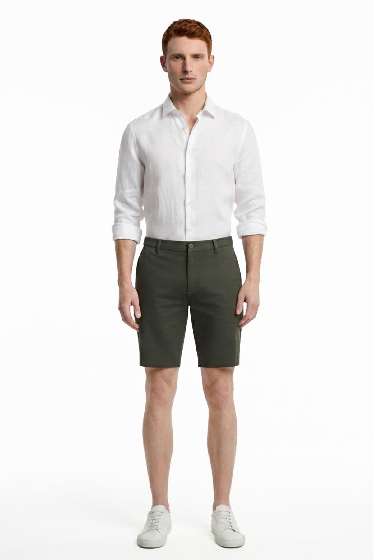 HAKİ Comfort Fit Bermuda Şort