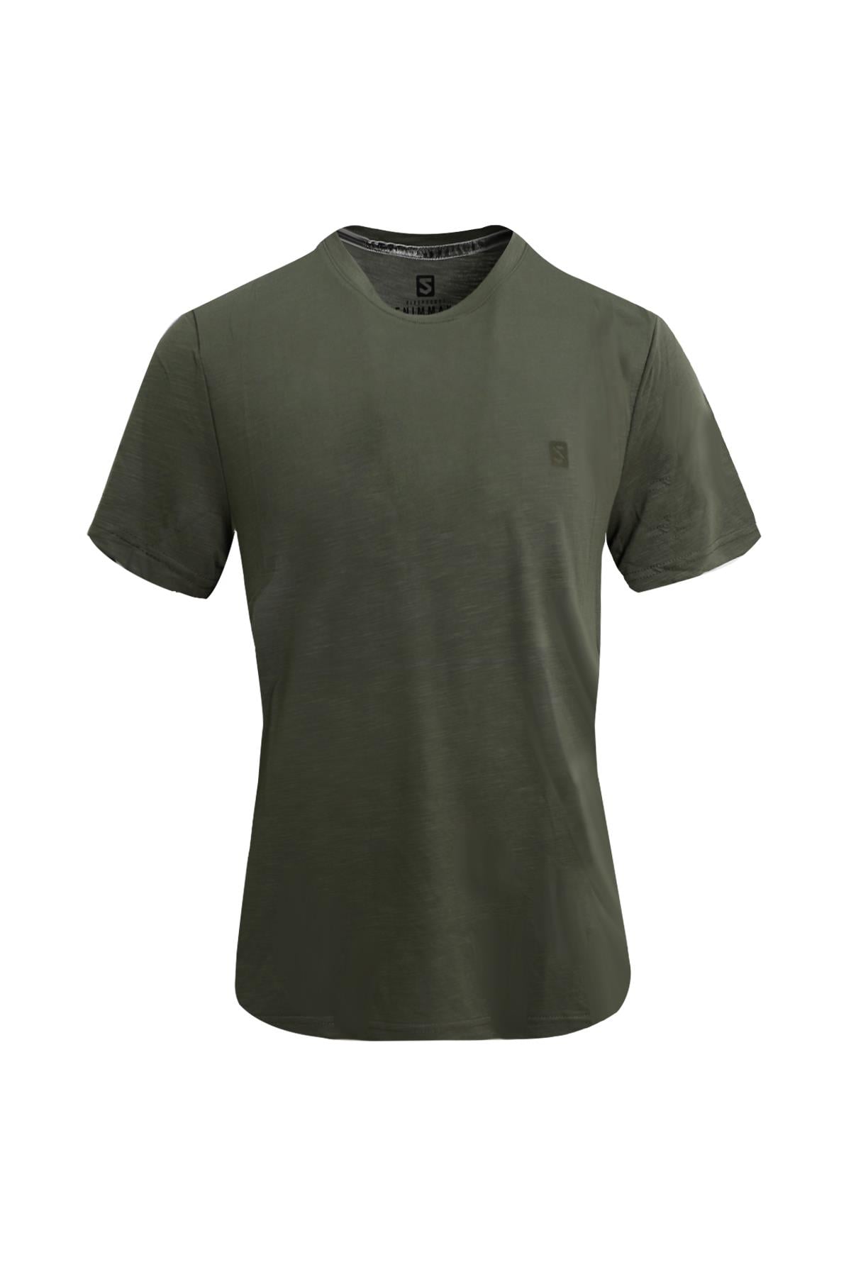 HAKİ Denim Marker Modal Bisiklet Yaka T-shirt