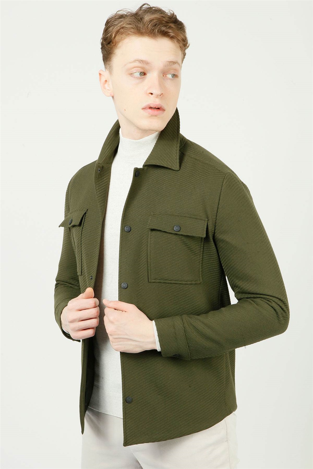 Haki Slim Fit Gömlek Ceket · 3