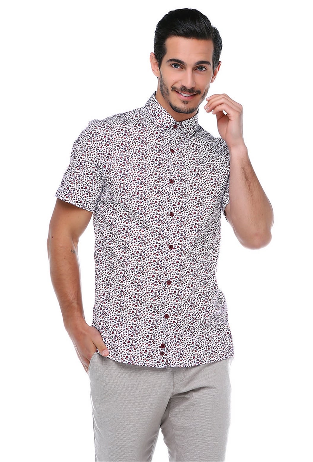 Kırmızı Dar Kalıp Gömlek