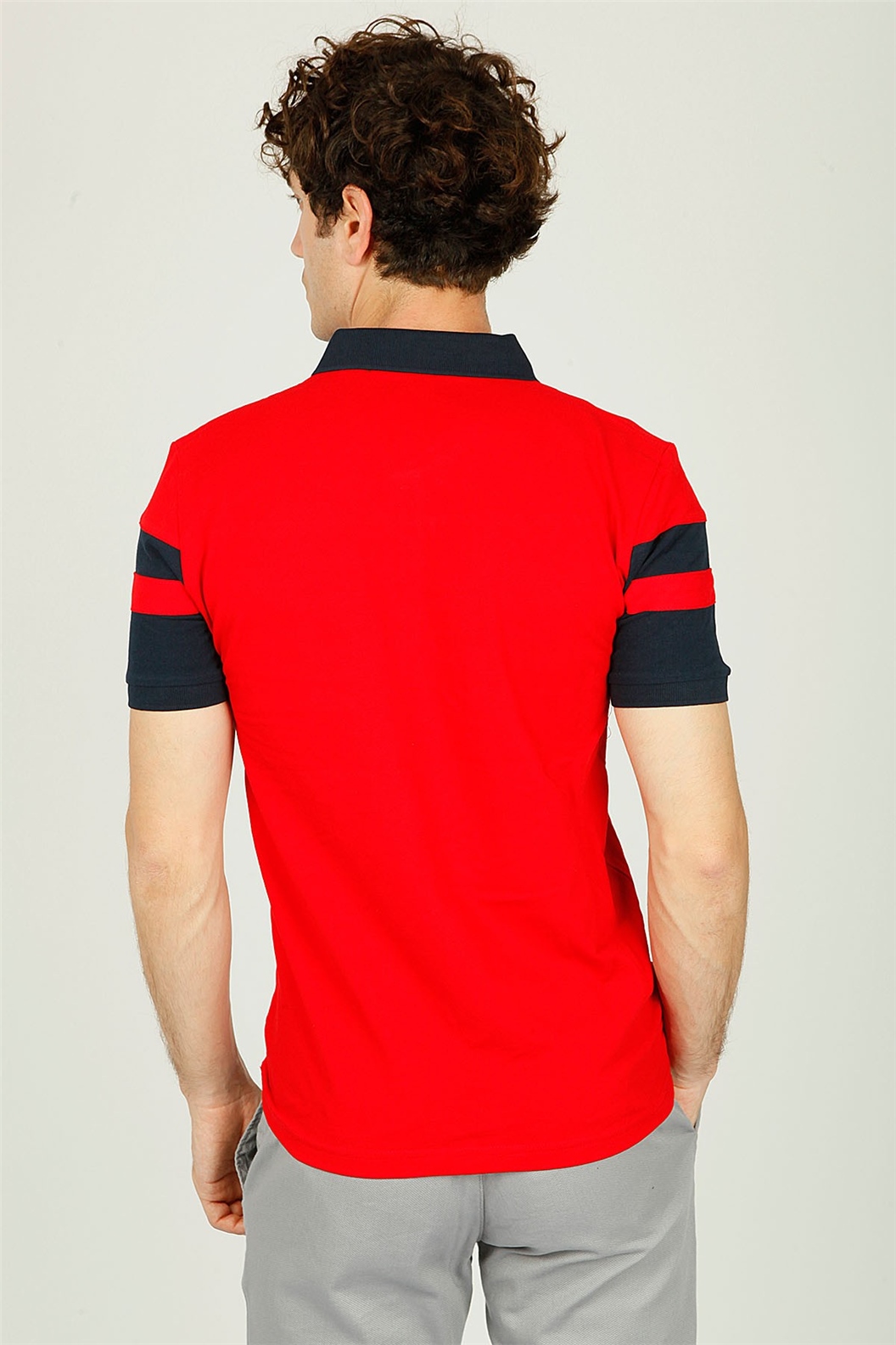 Kırmızı - Lacivert Comfort Fit Polo Yaka T-Shirt · 3