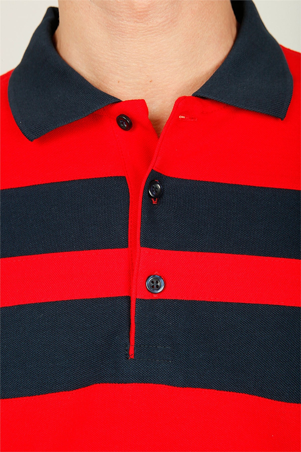 Kırmızı - Lacivert Comfort Fit Polo Yaka T-Shirt · 4