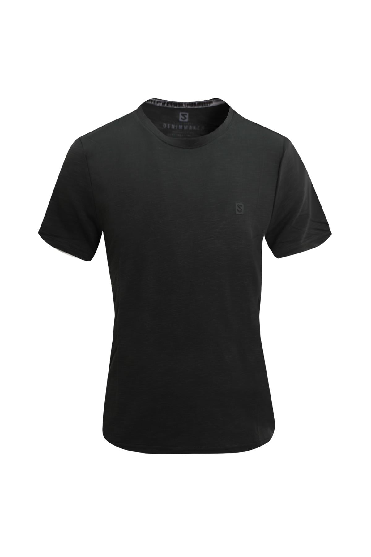 KOYU YEŞİL Denim Marker Modal Bisiklet Yaka T-shirt