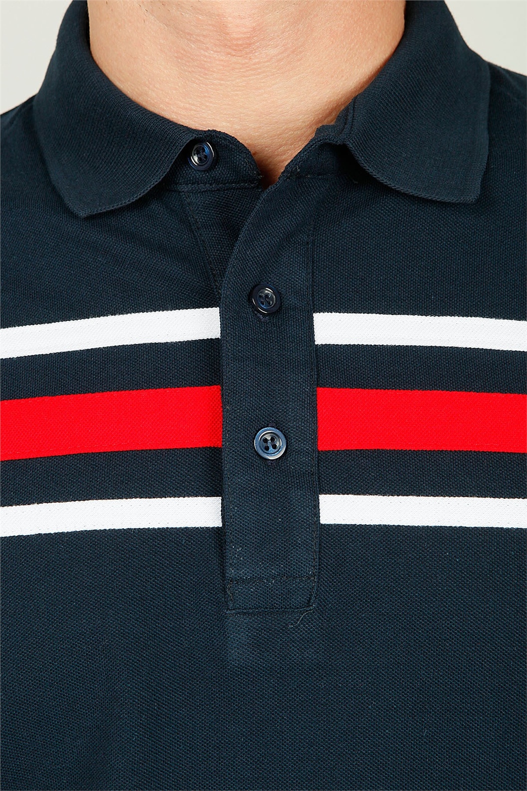 Lacivert - Beyaz - Kırmızı Comfort Fit Polo Yaka T-Shirt · 4