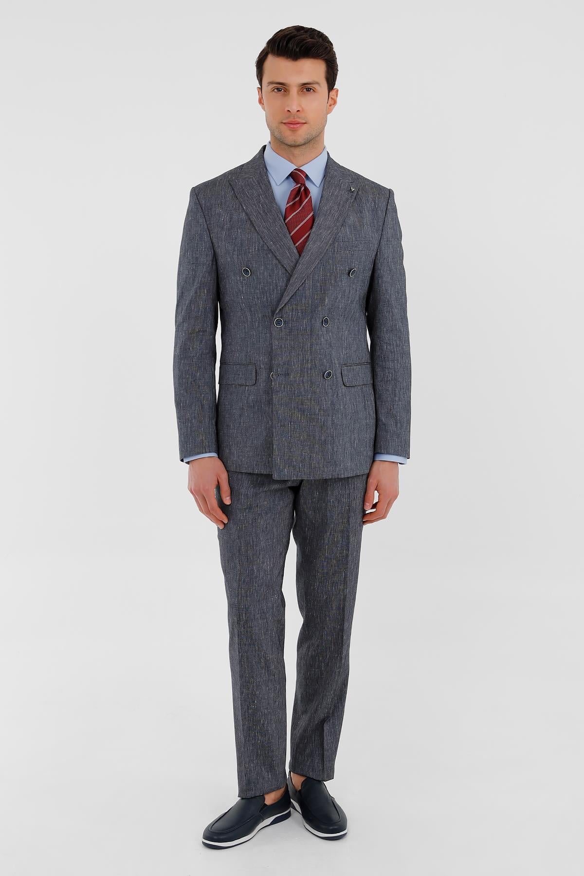 Lacivert Comfort Fit 6 Drop Kruvaze Takım Elbise