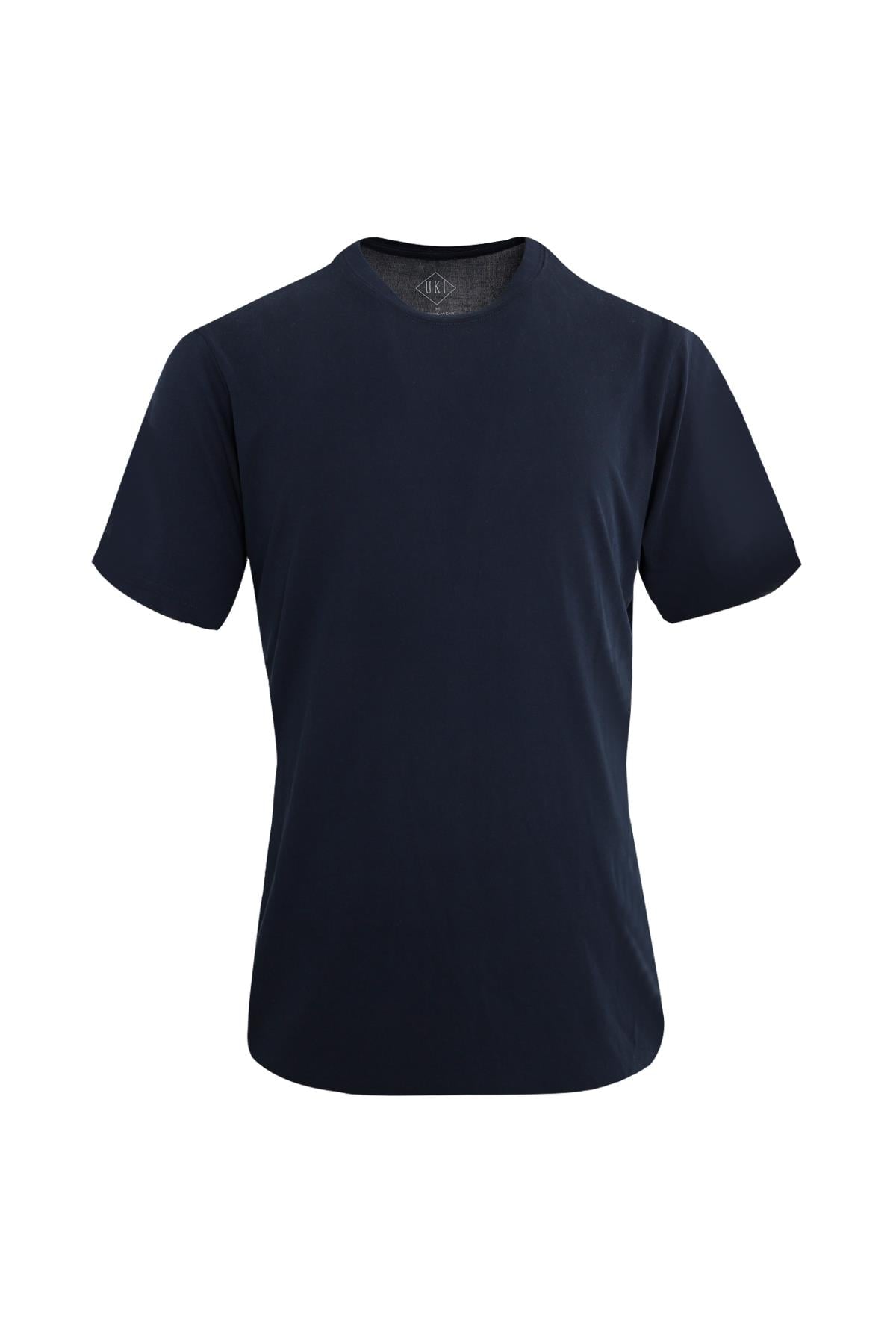 Lacivert Comfort Fit Bisiklet Yaka T-Shirt