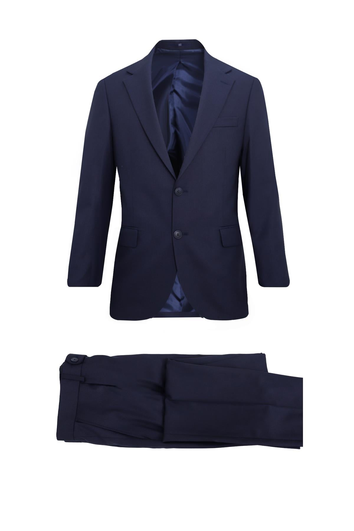 LACİVERT Comfort Fit, Mono Yaka, 2 Düğme Çift Yırtmaçlı , Kapaklı Cep , 6 Drop , Casual Takım Elbise