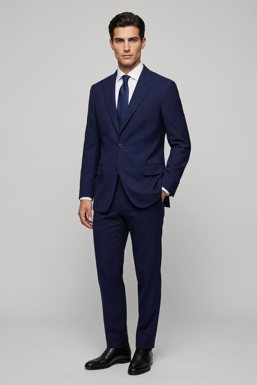 LACİVERT Sivri Yaka Comfort Fit Klasik Takım Elbise