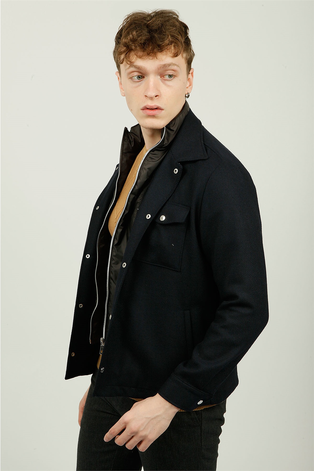 LACİVERT Slim Fit Gömlek Ceket · 2