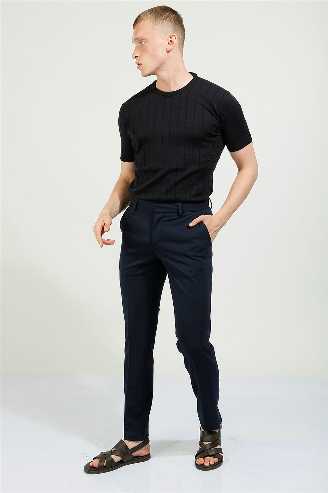 Lacivert Slim Fit Jogger Pantolon · 2