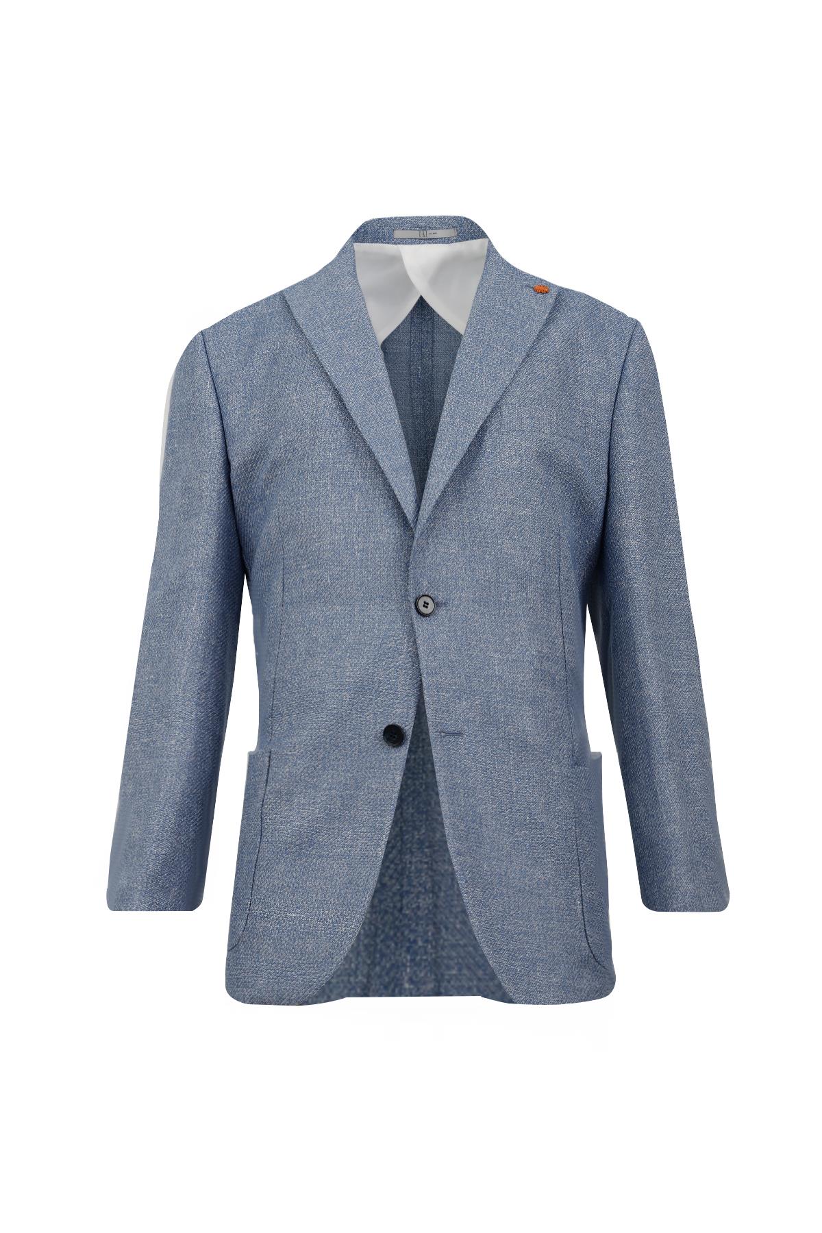 Mavi Mono Yaka, Torba Cep, Çift Yırtmaç Ceket