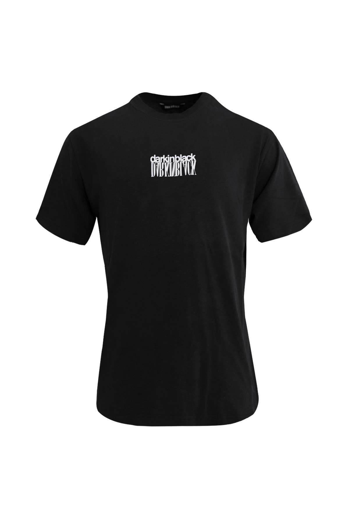 SİYAH Dark In Black Baskılı Modal Bisiklet Yaka T-shirt