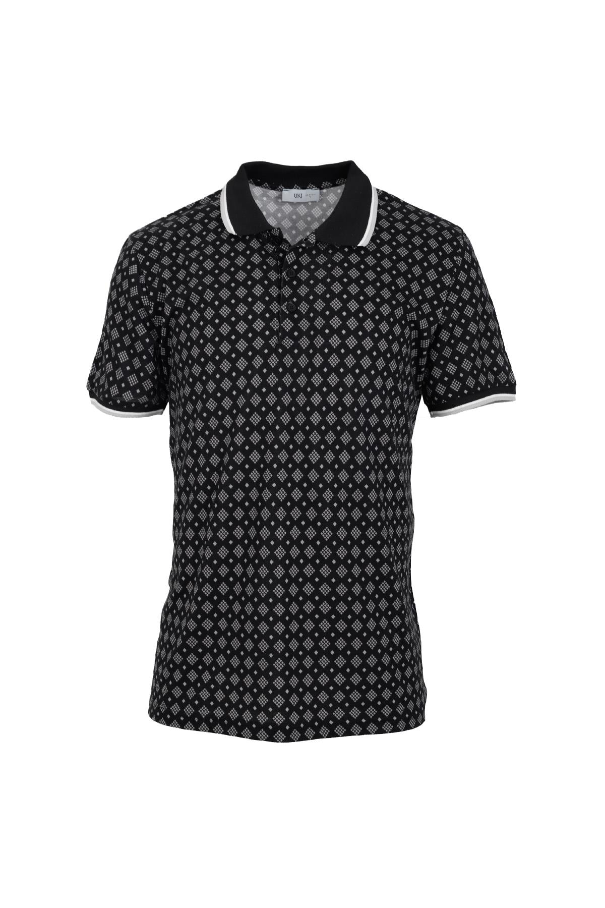 SİYAH Polo Yaka Baskılı T-Shirt