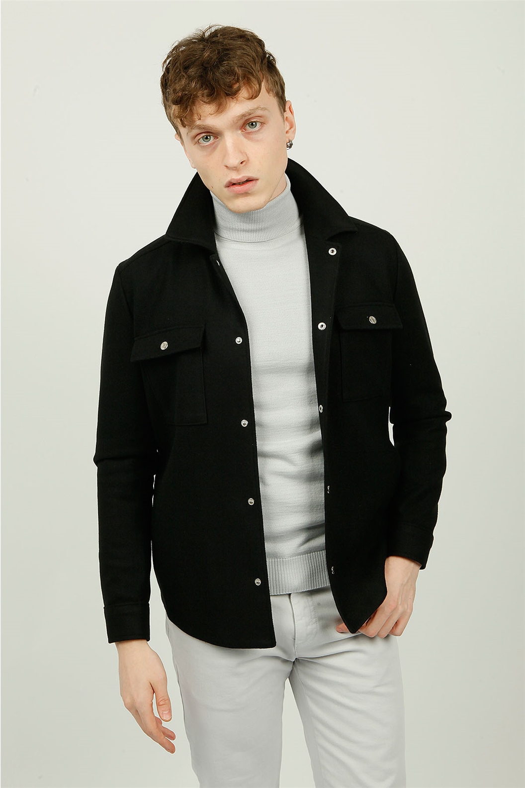 SİYAH Slim Fit Gömlek Ceket