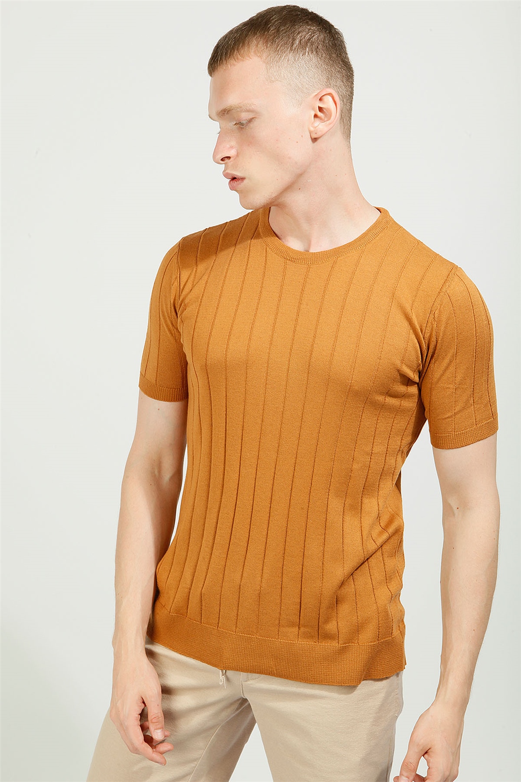 TABA Slim Fit Bisiklet Yaka Triko T-Shirt · 4